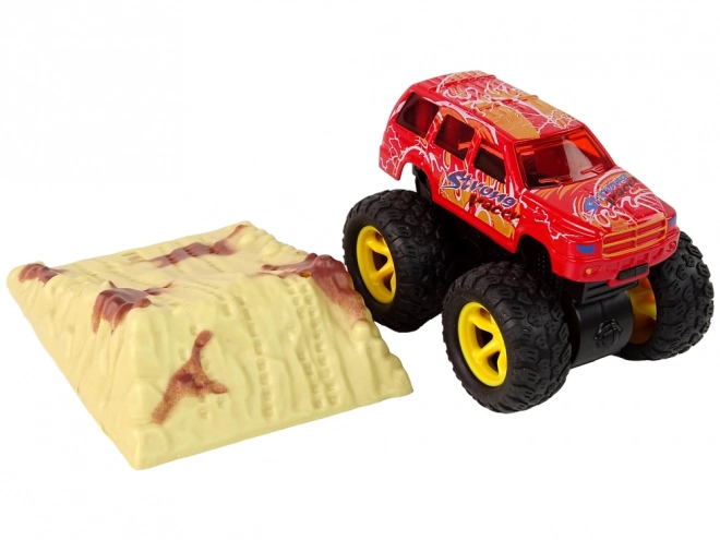 Macchina giocattolo Monster Truck con gomme in gomma e rampa