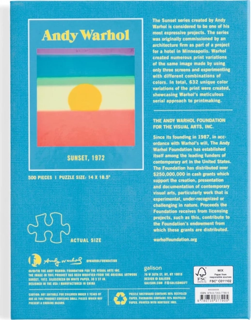 GALISON Puzzle Andy Warhol: Tramonto 500 pezzi