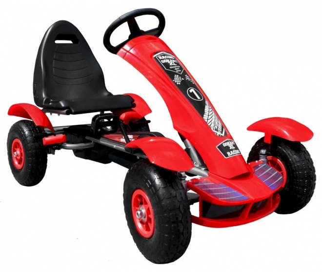 Kart da corsa a pedali XL per bambini 3+ Rosso + Ruote gonfiabili + Sedile regolabile + Ruota libera