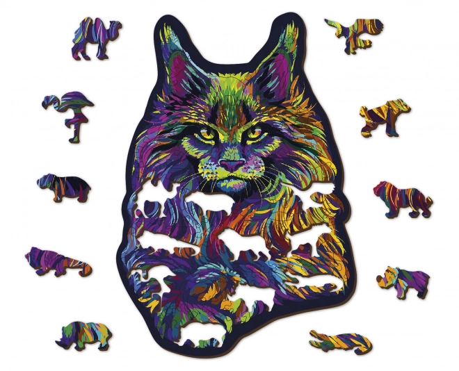 Puzzle in legno Gatto Selvaggio Arcobaleno 140 pezzi