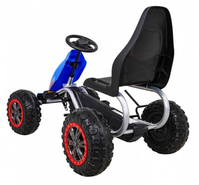 Grande kart a pedali STRONG per bambini Blu + capacità 100 kg + ruote EVA + Freno a mano + Sedile sportivo