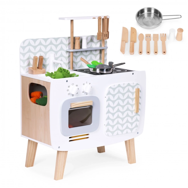 Cucina in legno per bambini stile retrò con accessori ECOTOYS