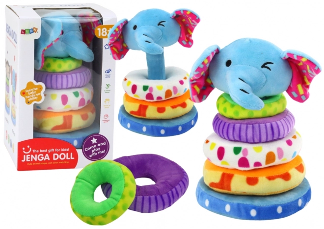 Piramide di peluche educativa elefante colorata