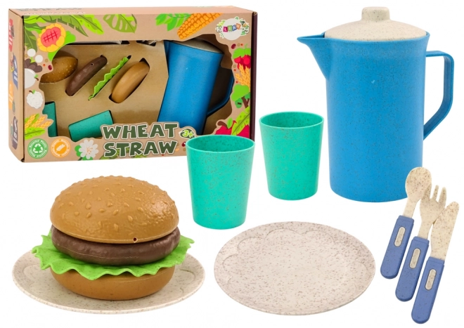 Set di stoviglie per bambini ecologici con hamburger