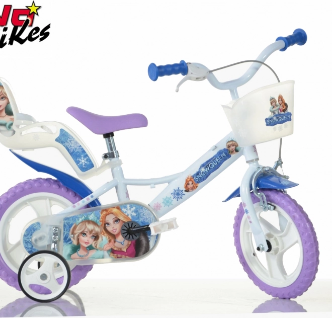 Dino Bikes bicicletta per bambini 12" Regina delle Nevi con cestino e seggiolino per bambola