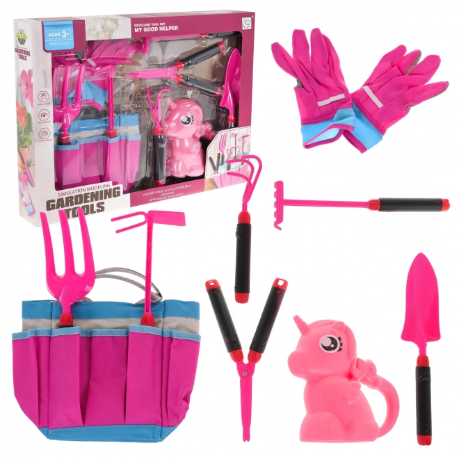 Set Giardinaggio per Bambini Rosa 9 Pezzi