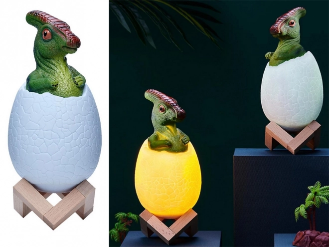 Lampada notturna uovo dinosauro LED RGB per bambini