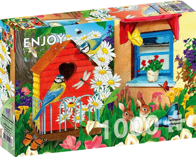 Puzzle Giardino con Casette per Uccelli 1000 Pezzi