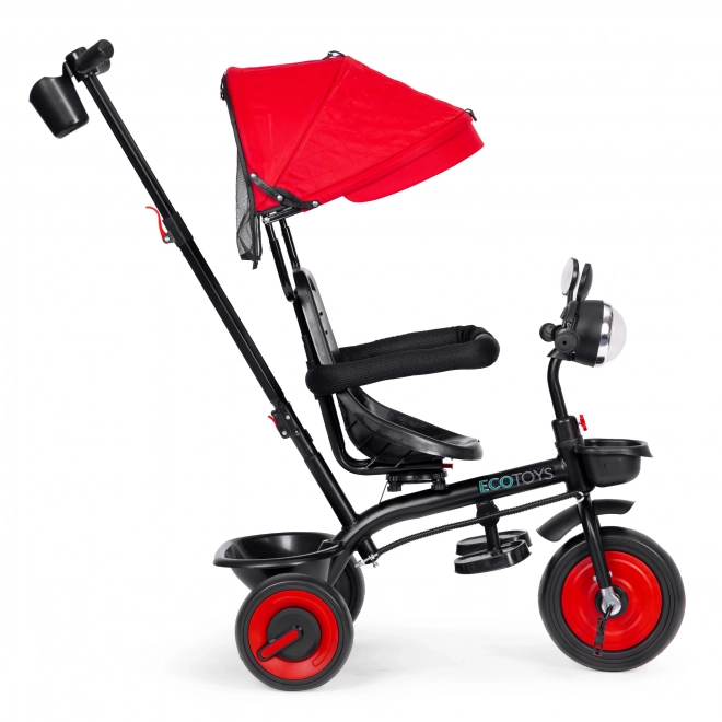 Triciclo 3-in-1 con sedile girevole e cappottina rossa di ECOTOYS