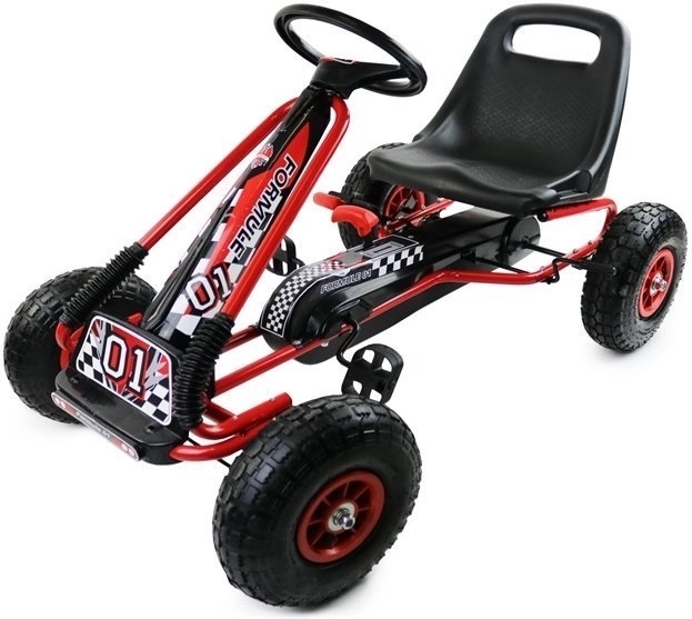Kart a pedali + Pneumatici gonfiabili + Sedile regolabile – Rossa