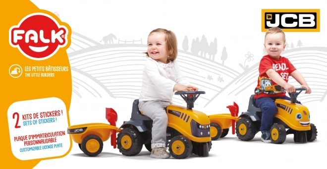 Odrážedlo Baby JCB giallo con rimorchio e pala