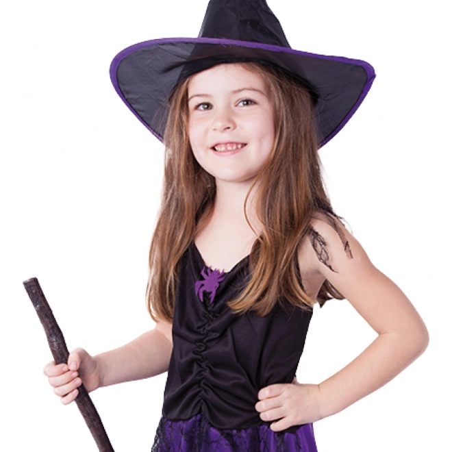 Costume Strega Bambina Viola Con Cappello