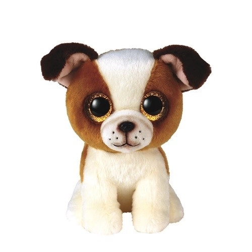 Peluche cane Hugo marrone e bianco 15 cm