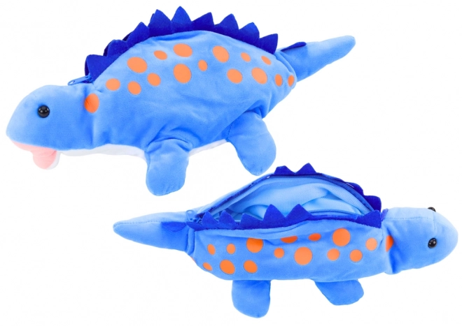 Dinosauro Peluche Astuccio Con Zip Azzurro