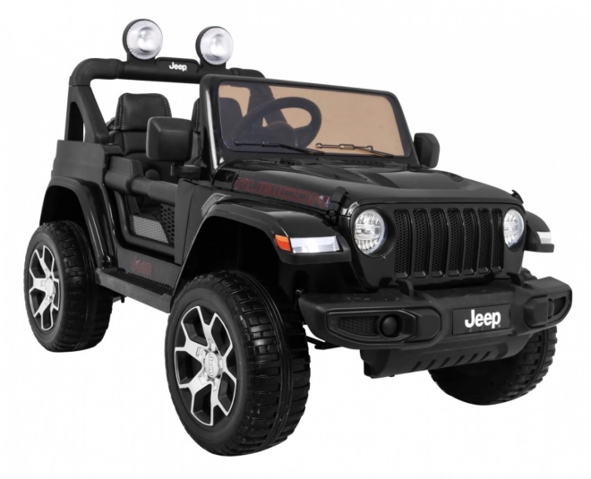Jeep Wrangler Rubicon a batteria per bambini nera + telecomando + MP3 LED radio + ruote in EVA