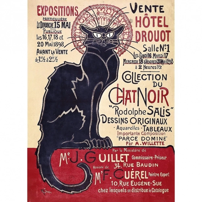 Puzzle in legno Art: Steinlen - Il gatto nero, 200 pezzi