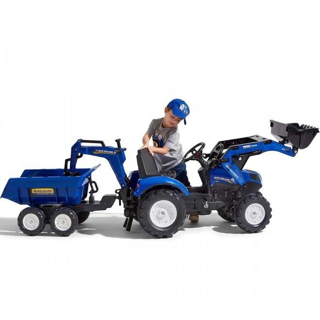 Trattore New Holland con rimorchio blu per bambini dai 3 anni