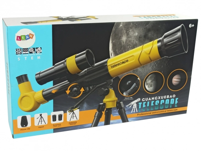 Telescopio educativo con supporto per telefono giallo