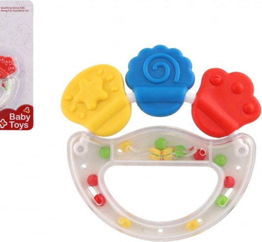 Sonaglio e massaggiagengive in plastica e silicone per neonati
