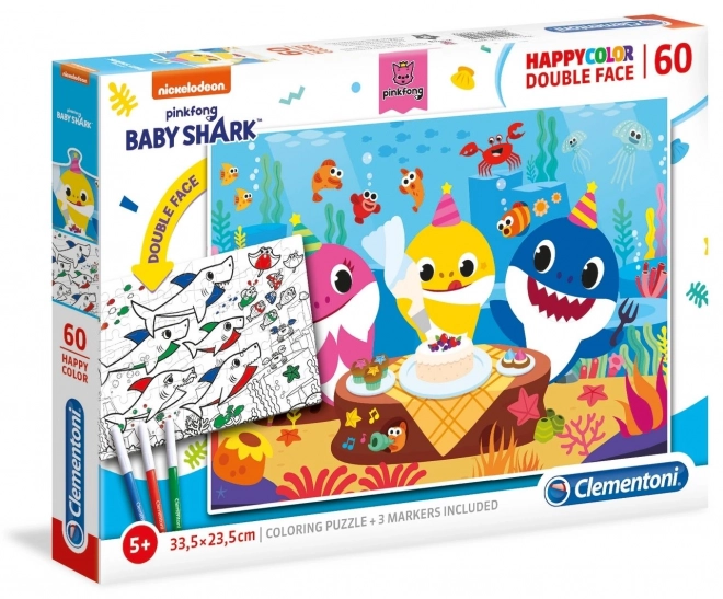 Puzzle doppio Baby Shark da colorare