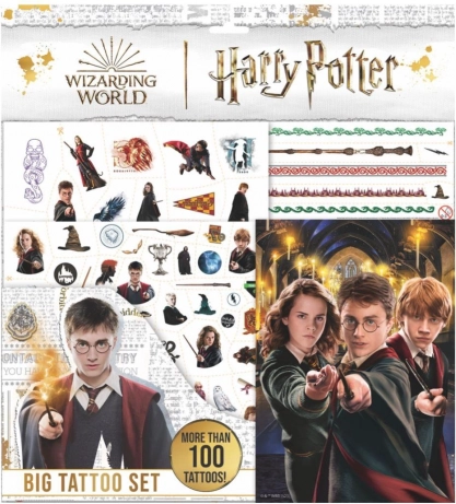 Grande set di tatuaggi HARRY POTTER con album da colorare in bustina