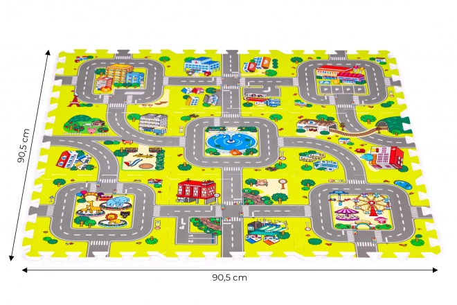 Tappeto puzzle in schiuma per bambini città 9 elementi