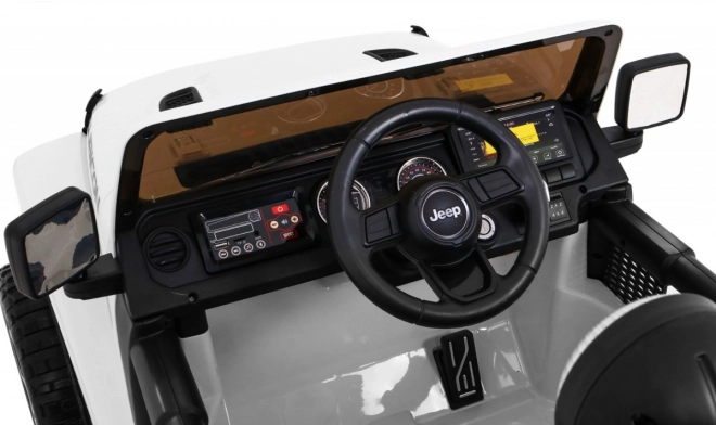Jeep Wrangler Rubicon batteria per bambini Bianco + telecomando + radio MP3 LED + ruote EVA