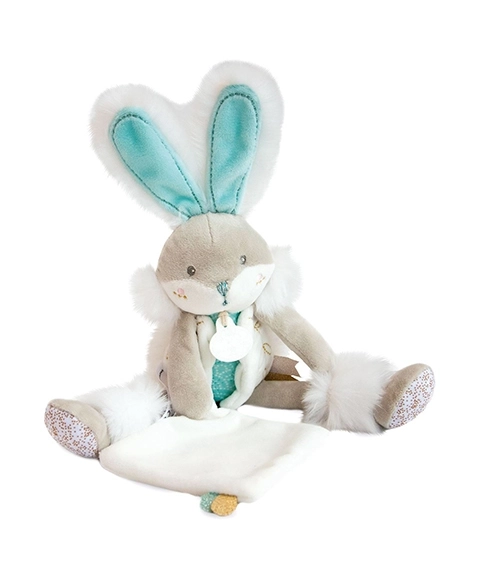 Set regalo Doudou - coniglietto di peluche con copertina 31 cm turchese