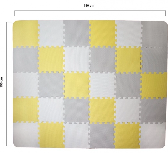 Tappeto puzzle in schiuma Kinderkraft Luno giallo-grigio 30 pezzi