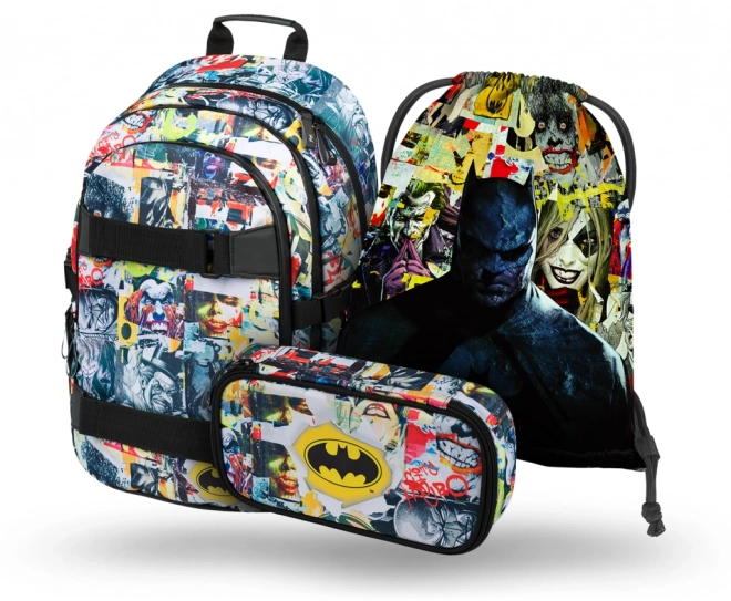 Set scolastico SKATE BATMAN Comics: zaino, astuccio, sacca