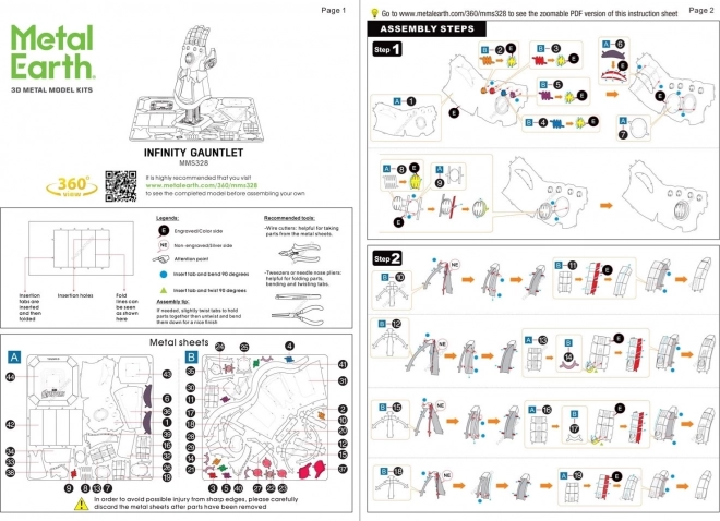 Metal Earth puzzle 3D Guanto dell'infinito Avengers