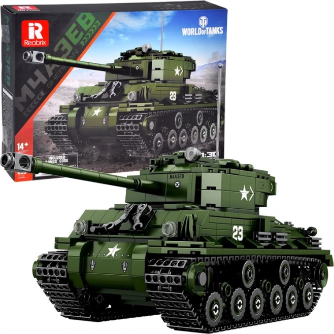 Reobrix set di costruzione carro armato SHERMAN M4A3E8 – con licenza WORLD OF TANKS, 836 pezzi