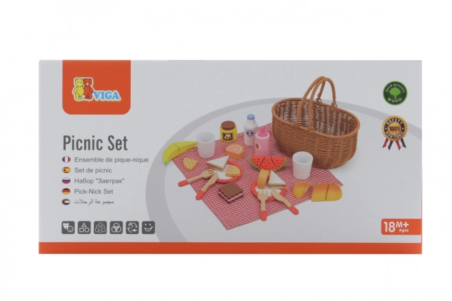 Set picnic in legno con cesto