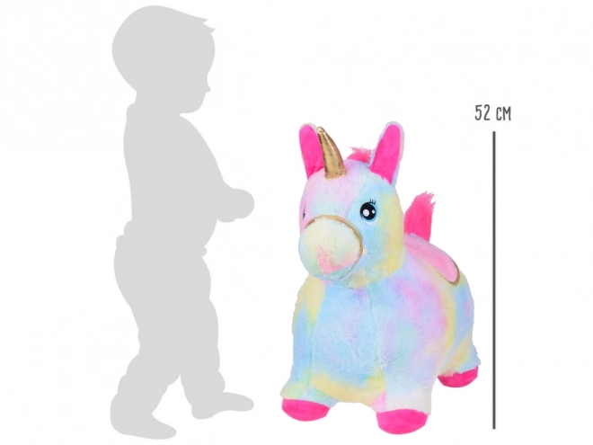 Unicorno Saltatore Arcobaleno in Peluche con Pompa