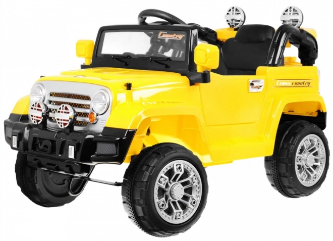 JJ auto fuoristrada a batteria per bambini giallo + Telecomando + Spazio di stoccaggio + Luci + Audio