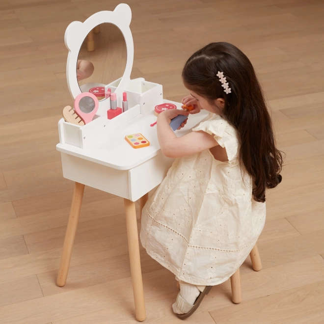 Toeletta in legno con sgabello per bambini