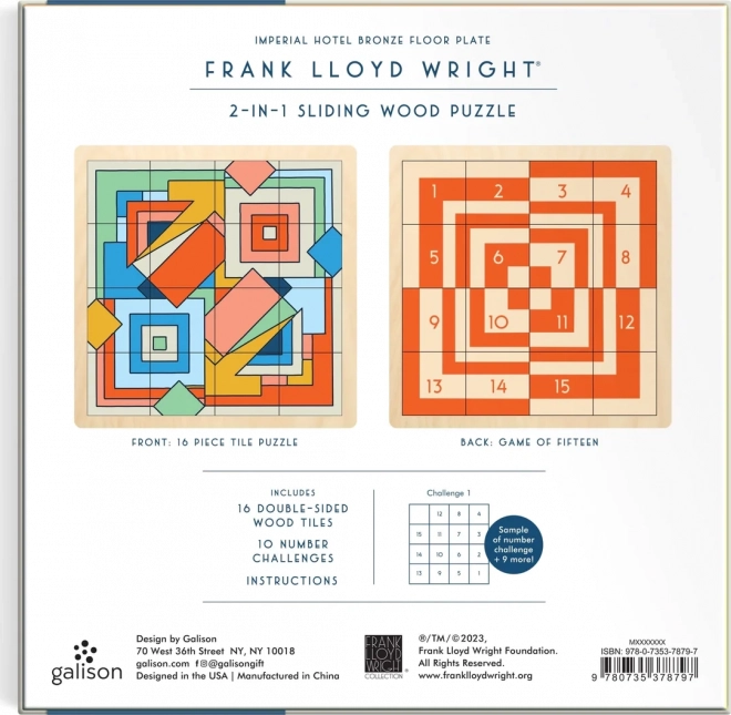 Puzzle scorrevole in legno Frank Lloyd Wright: Imperial Hotel 2 in 1