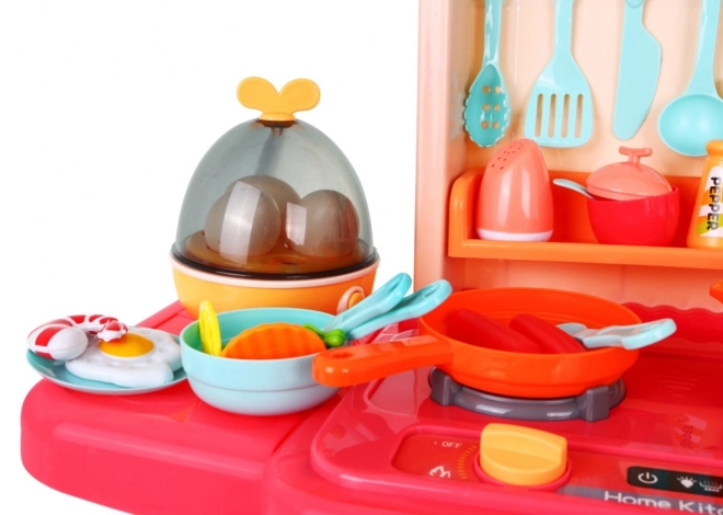 Cucina Blu per Bambini con Rubinetto e Piano Cottura a Vapore – rosa