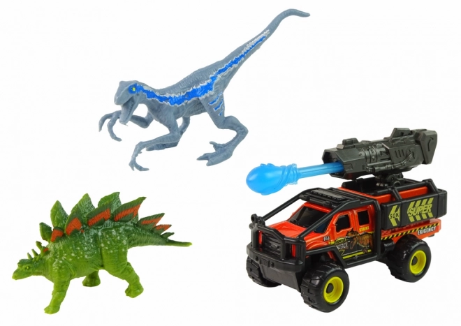 Set di figurine dei dinosauri con auto e razzo