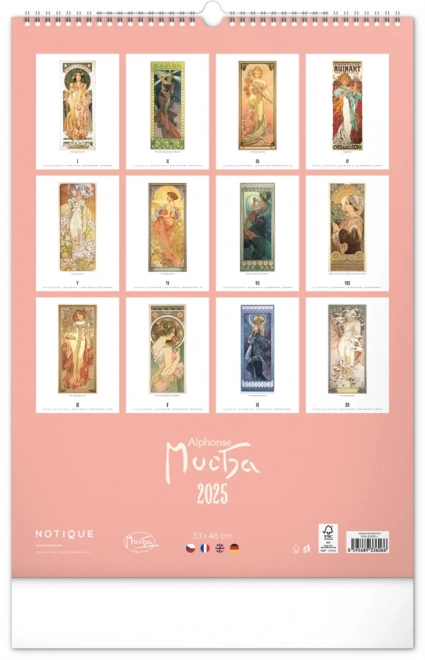 Calendario da parete Alfons Mucha 2025