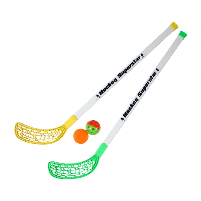 Set di Mazze da Hockey su Ghiaccio e Floorball con Puck e Pallina