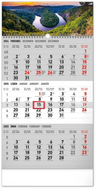 Calendario Mensile da Parete Paesaggi Grigi 2025