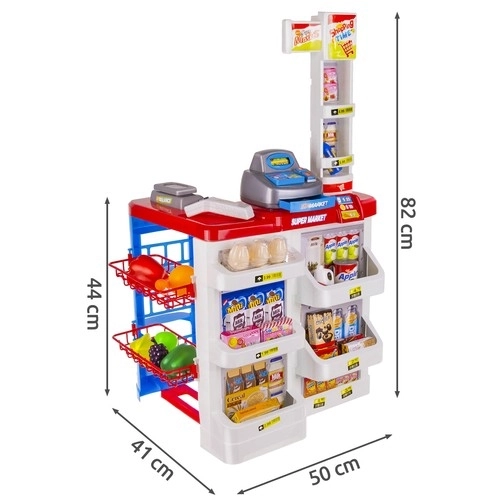 Supermercato giocattolo con cassa e carrello