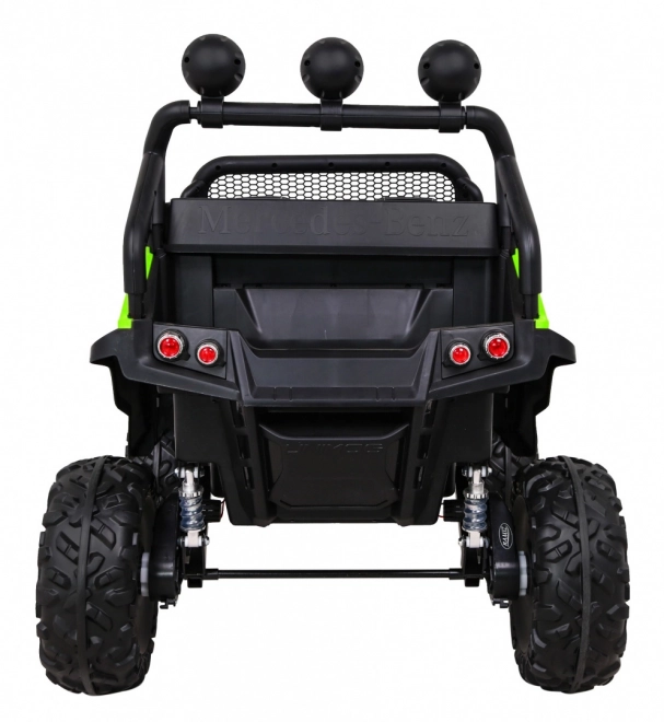 Mercedes Benz Unimog per bambini Verde + trazione 4x4 + telecomando + vano bagagli + partenza lenta + MP3 LED
