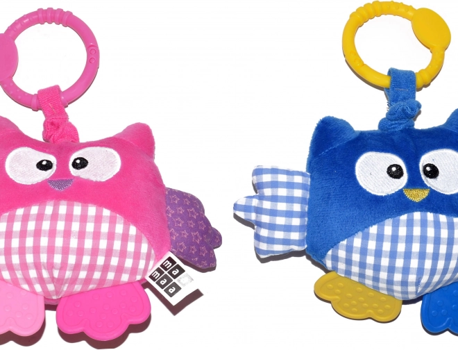 Gufo di peluche vibrante da appendere sopra il lettino, sonaglino 21 cm