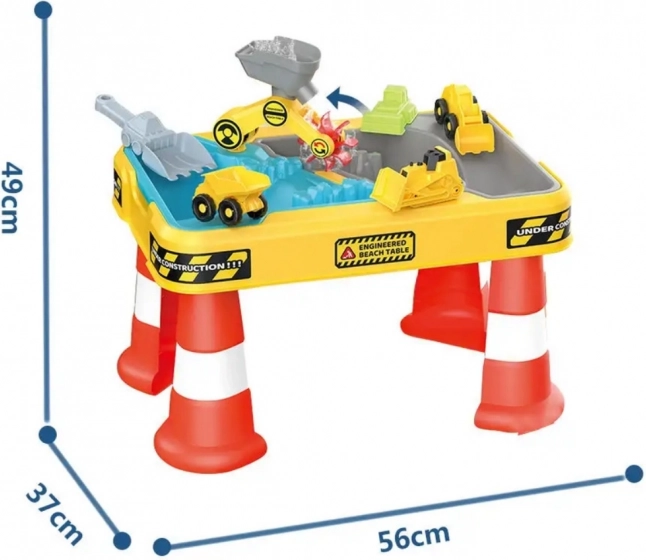 Woopie Tavolo Acqua e Sabbia 2v1 Superficie di Gioco Costruzione Con 4 Macchinine 12el.