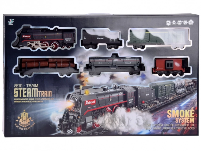 Grande trenino elettrico con locomotiva fumante