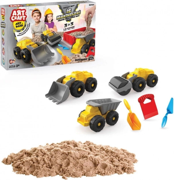 ART CRAFT set di sabbia cinetica con veicoli da costruzione