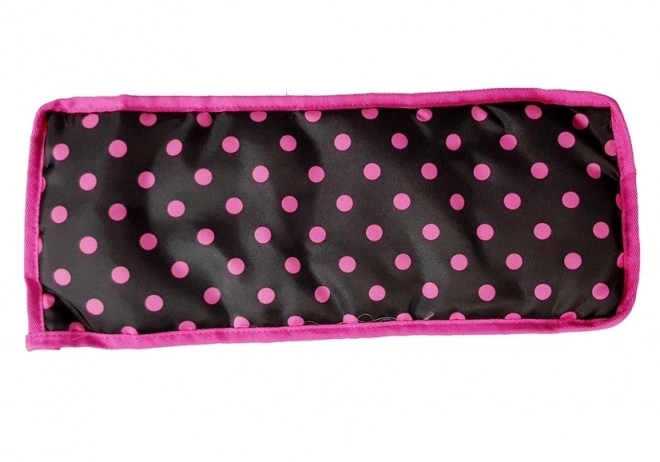 Passeggino per bambole nero a pois rosa