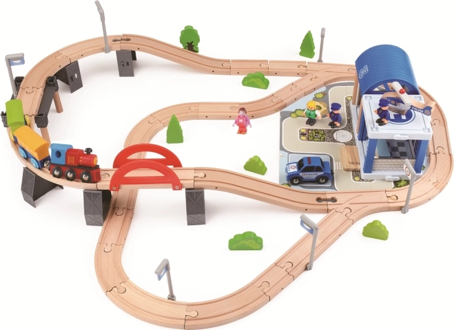 2Kids Toys ferrovia in legno città, 90 pezzi